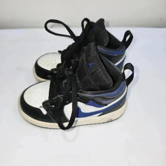 Nike Air Jordan 1 Mid TD Blue White Black Baby Toddler Shoes 640735-140 Size 7 - Picture 6 of 11
